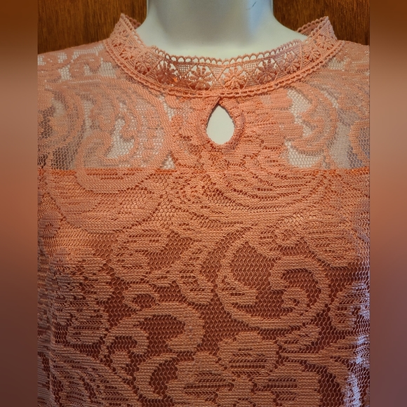 Pretty in Pink lace lined handmade long sleeve stretch lace dress szM - Picture 5 of 9